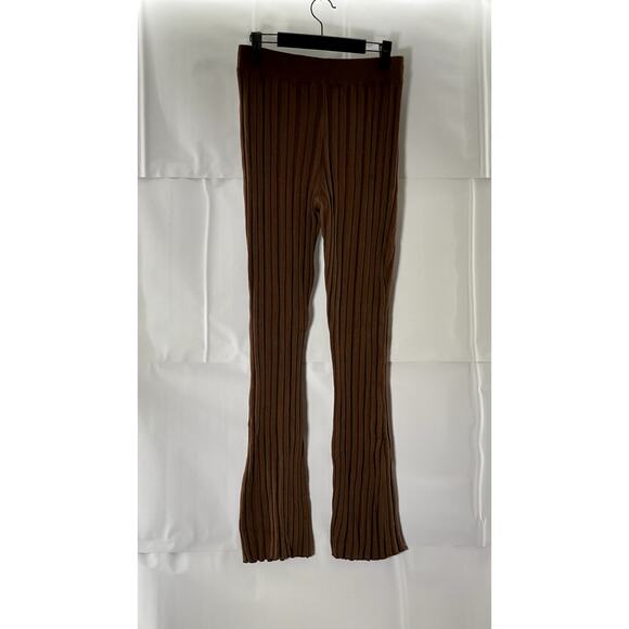 URBAN OUTFITTERS LIONESS Women's Brown Donna Rib Knit Flare-Leg Pull-On Pant SZM - Picture 1 of 7